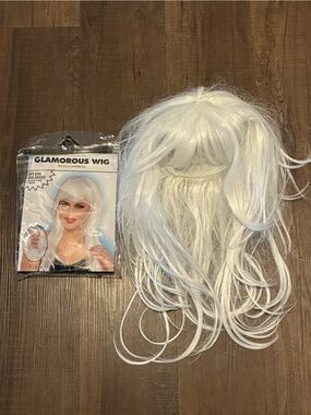 Glamorous White Long Synthetic Wig for Kids - Play & Halloween Costume